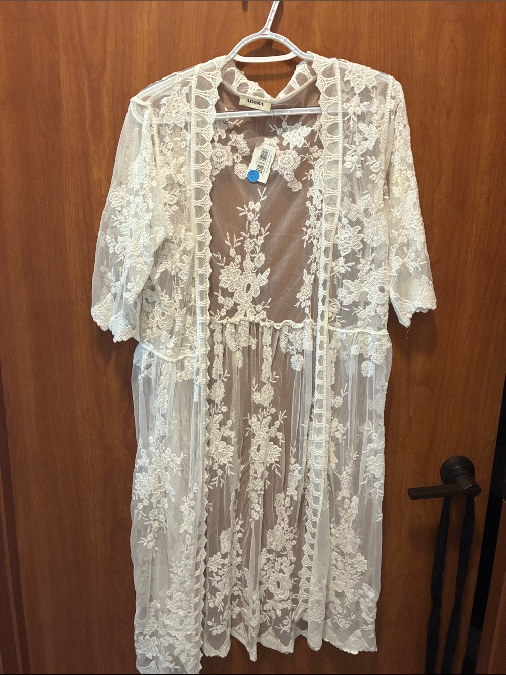 ADORA Ivory Floral Lace Sheer Robe